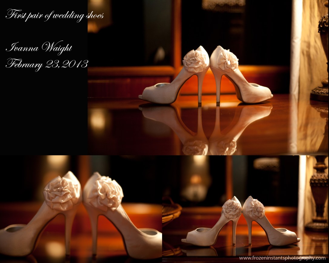 First pair of wedding shoes worn by bride. Gorgeous!Photo taken inside the romantic honeymoon suite at San Ignacio Hotel and Resort